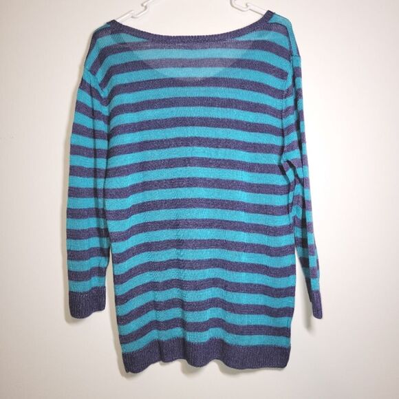 Talbots Linen Blue Striped Sweater Top XL - Picture 4 of 8